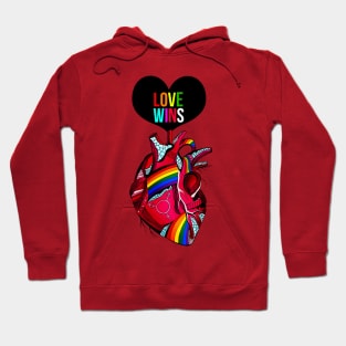 Love Wins Pride Heart Hoodie